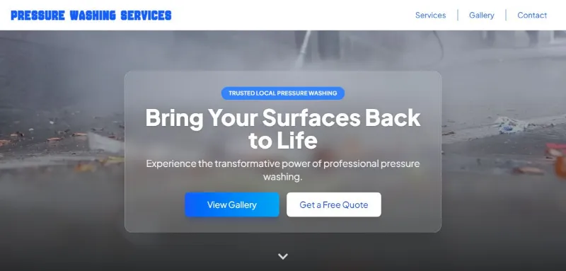 Pressure Washing Services public website homepage.